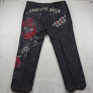 IMPERIOUS Delf Trading Size 40 X 32 Men's Eastern Sky Embroidered Jeans